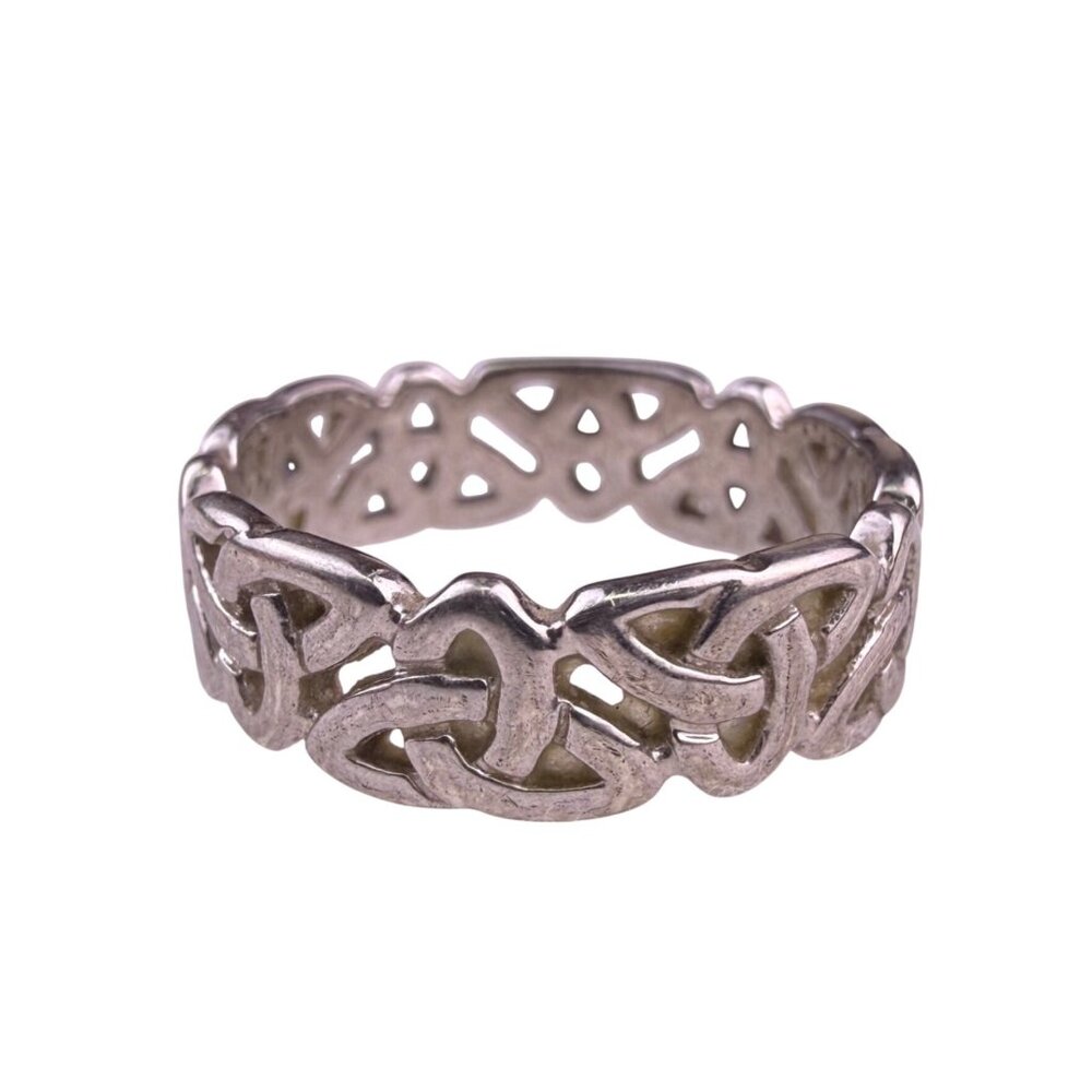 Sterling Silver Womens Celtic Knot Filigree Band Ring S925 Design Size 6